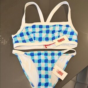 NWT SOLID & STRIPED Blue and White Checkered Bikini